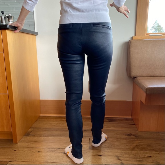 Helmet Lang navy blue leather leggings - Picture 10 of 12